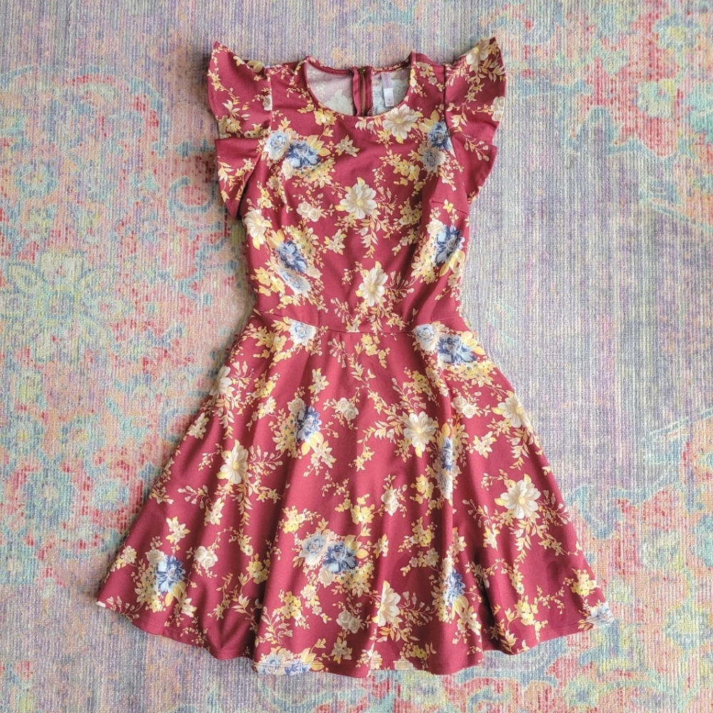 Ruffle Sleeve Floral Dress